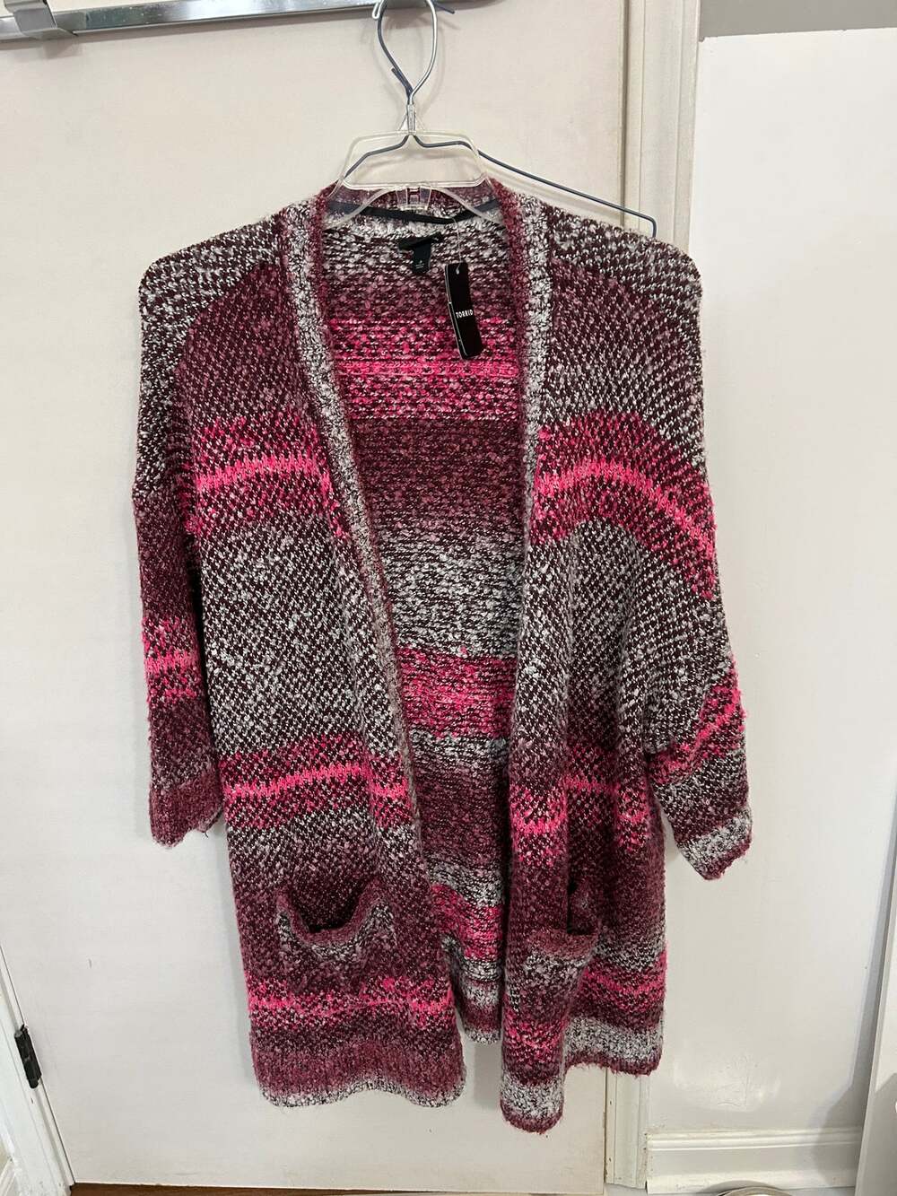 Torrid Heavy Weight Dark Pink and Gray Duster Size 3 NWT